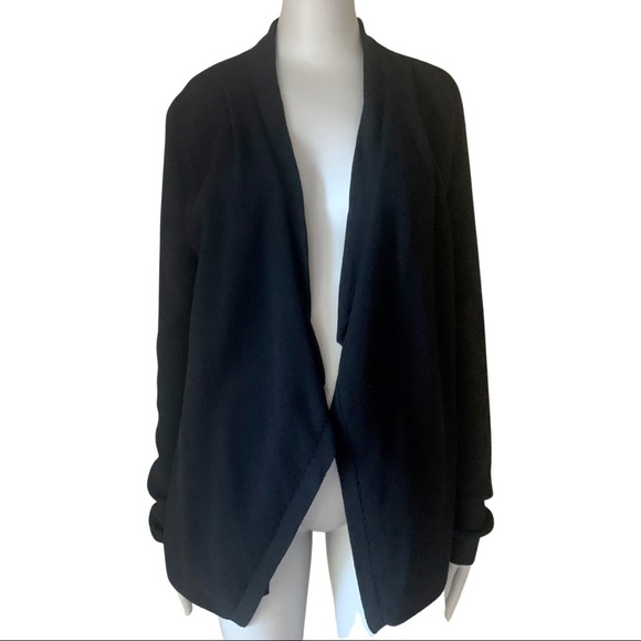 BROCHU WALKER Open Front Cardigan Textured Knit Loose Fit Dark Navy Blue Cotton - Picture 3 of 14